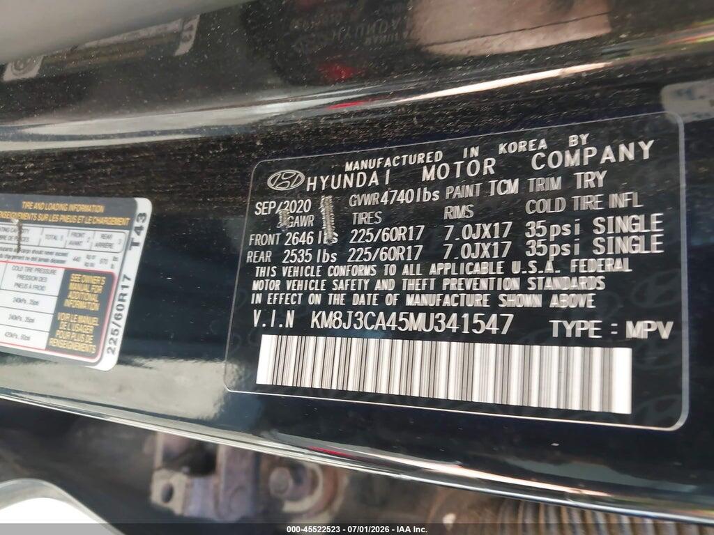 KM8J3CA45MU341547 2021 HYUNDAI TUCSON photo no. 9