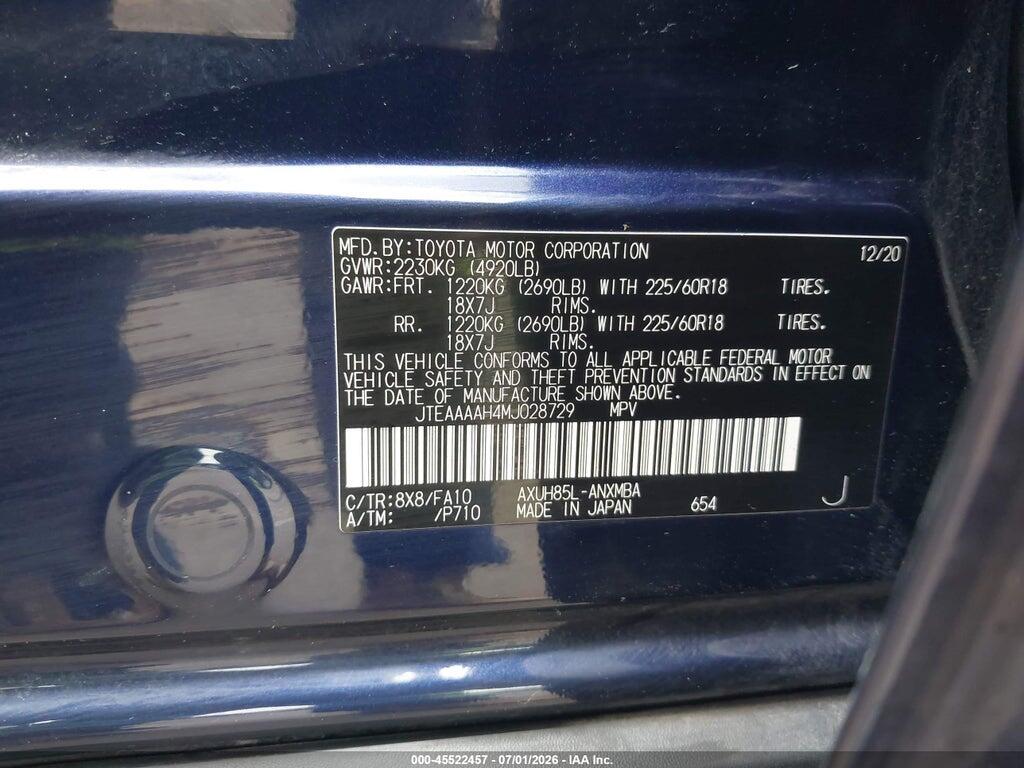 JTEAAAAH4MJ028729 2021 TOYOTA VENZA photo no. 9