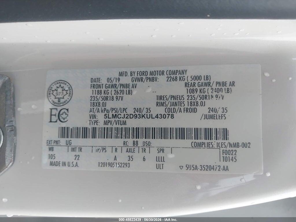 5LMCJ2D93KUL43078 2019 LINCOLN MKC photo no. 9
