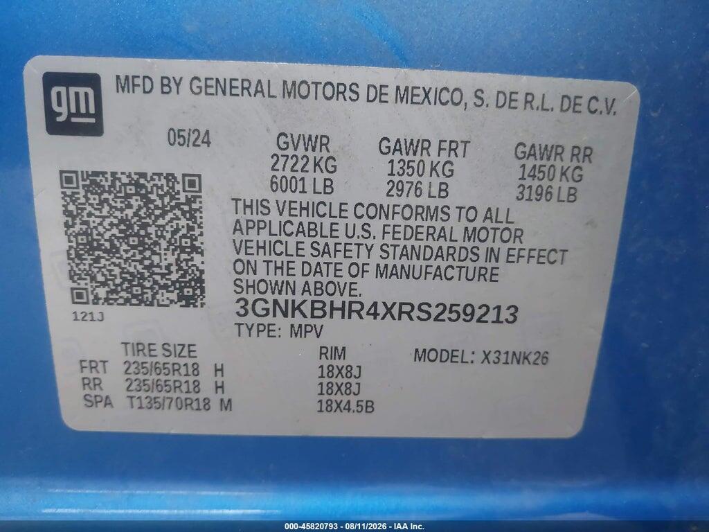 3GNKBHR4XRS259213 2024 CHEVROLET BLAZER photo no. 9