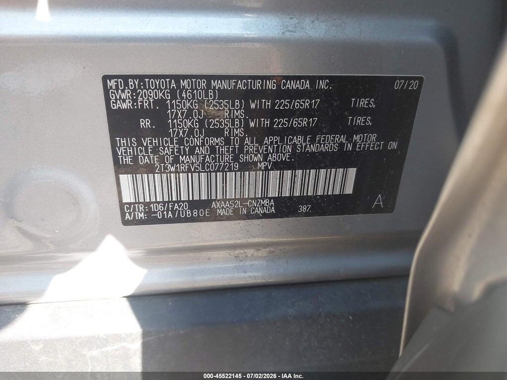 2T3W1RFV5LC077219 2020 TOYOTA RAV4 photo no. 9