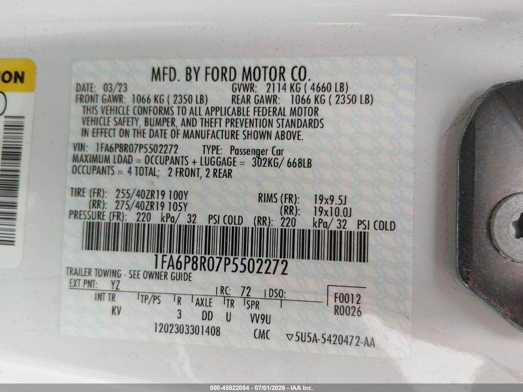 1FA6P8R07P5502272 2023 FORD MUSTANG photo no. 9