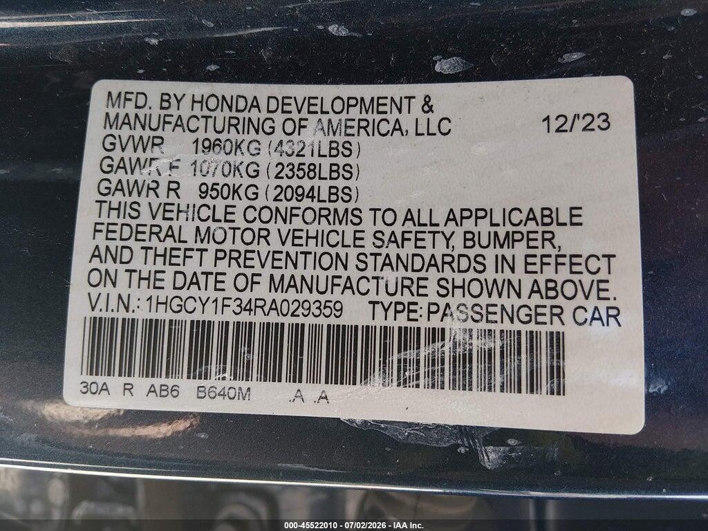 1HGCY1F34RA029359 2024 HONDA ACCORD photo no. 9