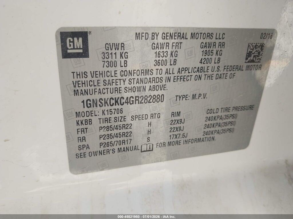 1GNSKCKC4GR282880 2016 CHEVROLET TAHOE photo no. 9