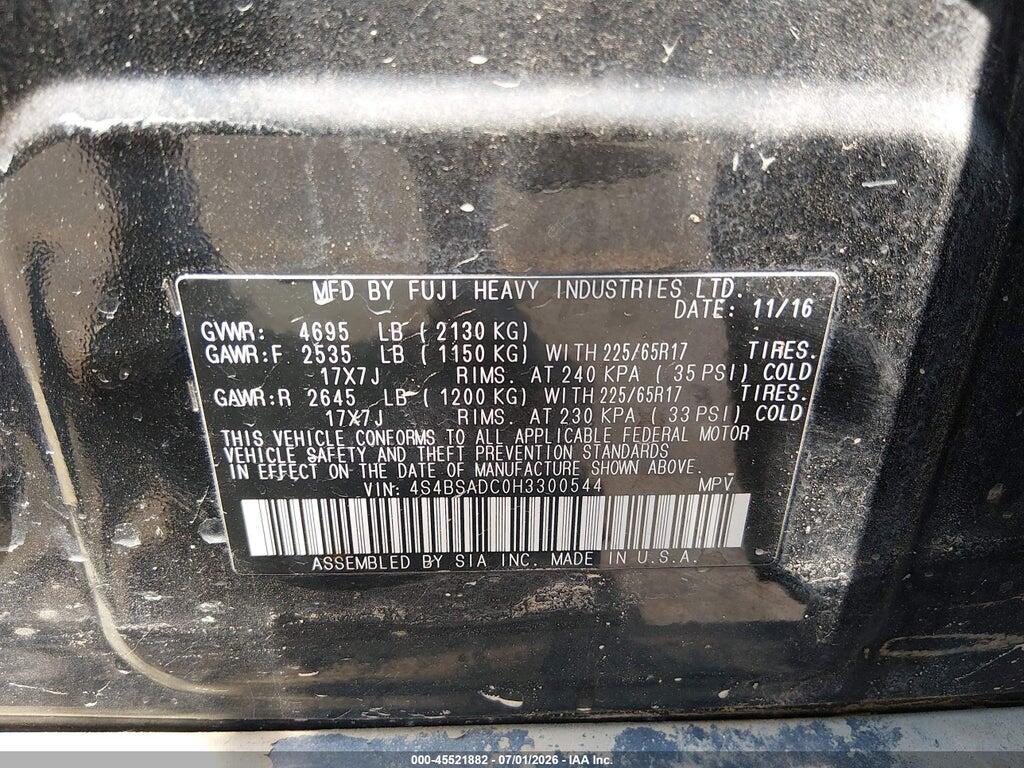 4S4BSADC0H3300544 2017 SUBARU OUTBACK photo no. 9