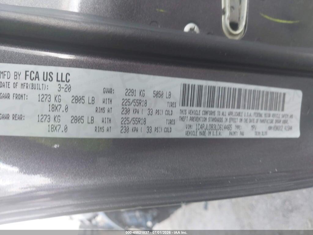 1C4PJLDB3LD614465 2020 JEEP CHEROKEE photo no. 9
