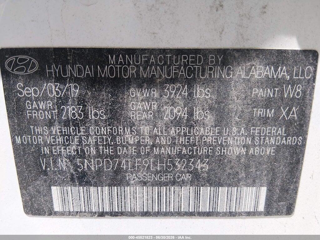 5NPD74LF9LH532343 2020 HYUNDAI ELANTRA photo no. 9