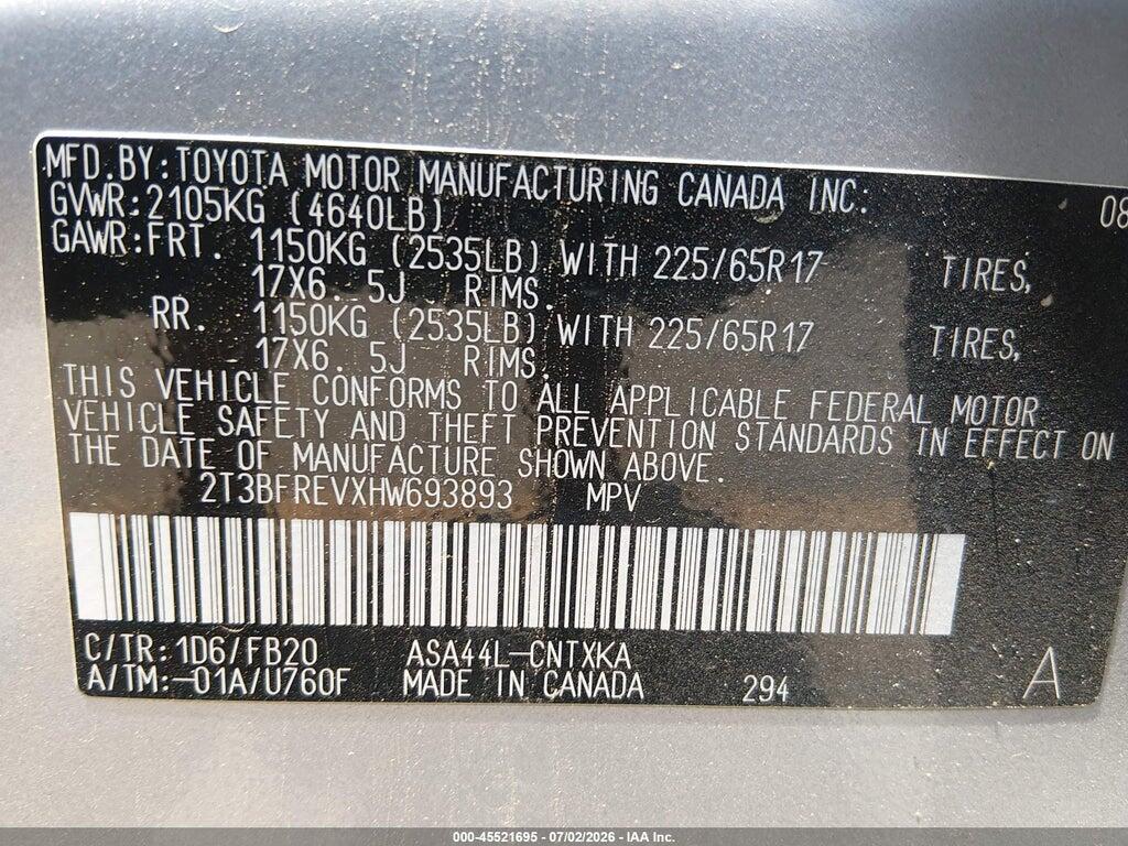 2T3BFREVXHW693893 2017 TOYOTA RAV4 photo no. 9