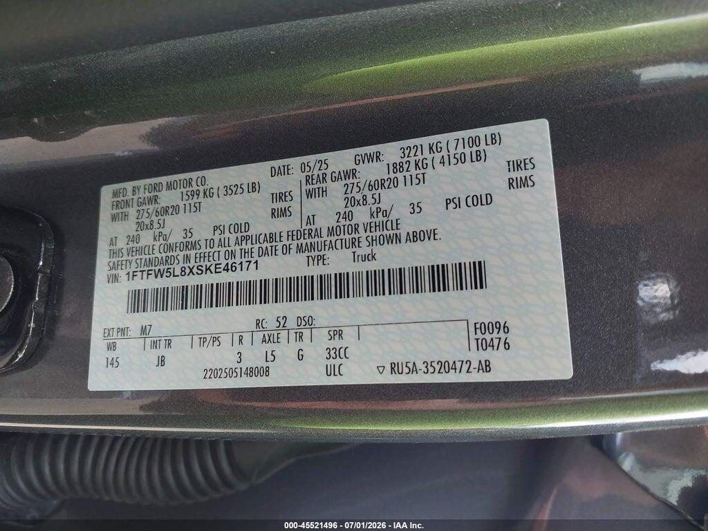 1FTFW5L8XSKE46171 2025 FORD F-150 photo no. 9