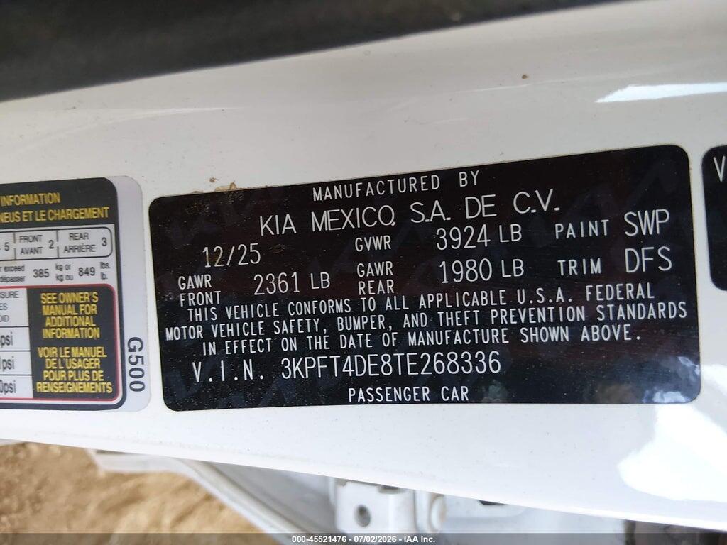 3KPFT4DE8TE268336 2026 KIA K4 photo no. 9
