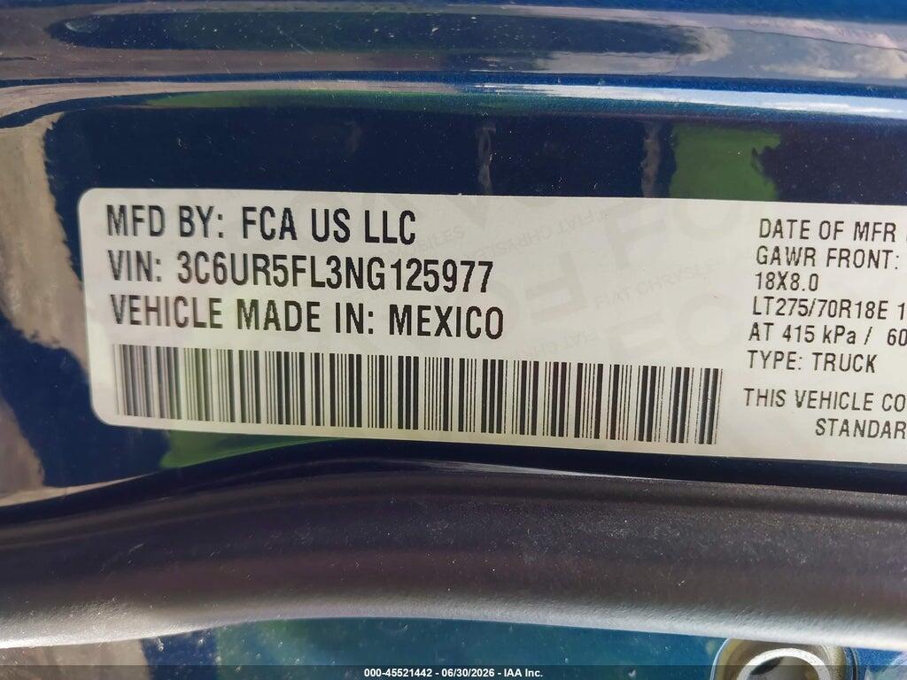 3C6UR5FL3NG125977 2022 RAM 2500 photo no. 9