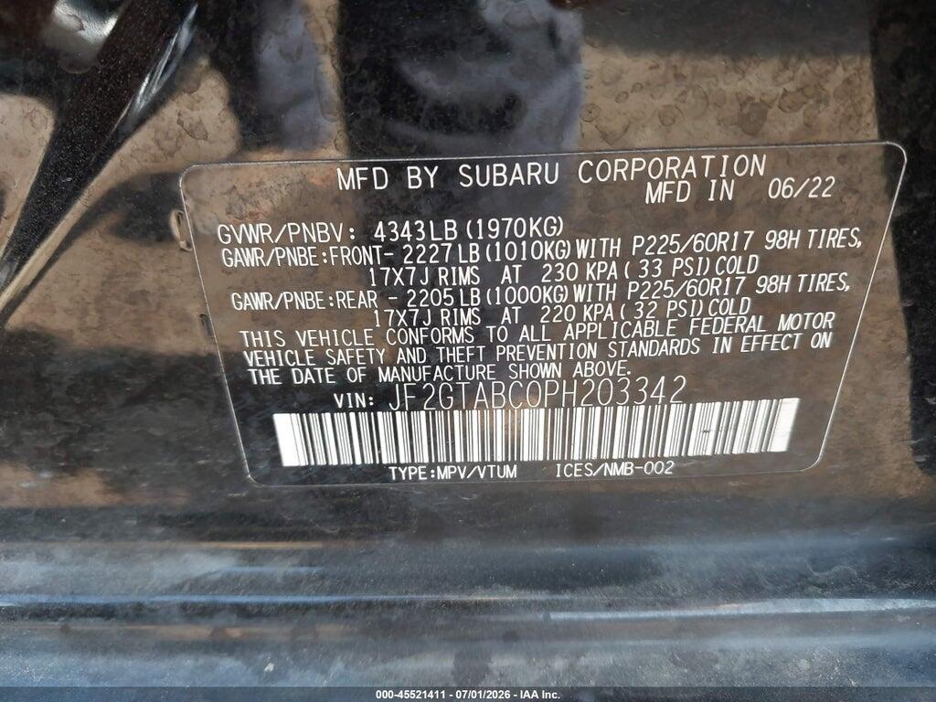JF2GTABC0PH203342 2023 SUBARU CROSSTREK photo no. 9
