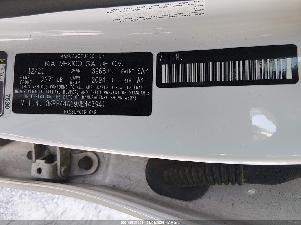 3KPF44AC9NE443941 2022 KIA FORTE photo no. 9