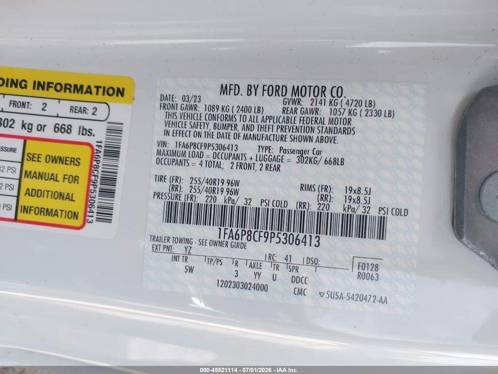 1FA6P8CF9P5306413 2023 FORD MUSTANG photo no. 9