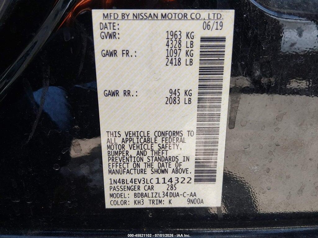 1N4BL4EV3LC114322 2020 NISSAN ALTIMA photo no. 9