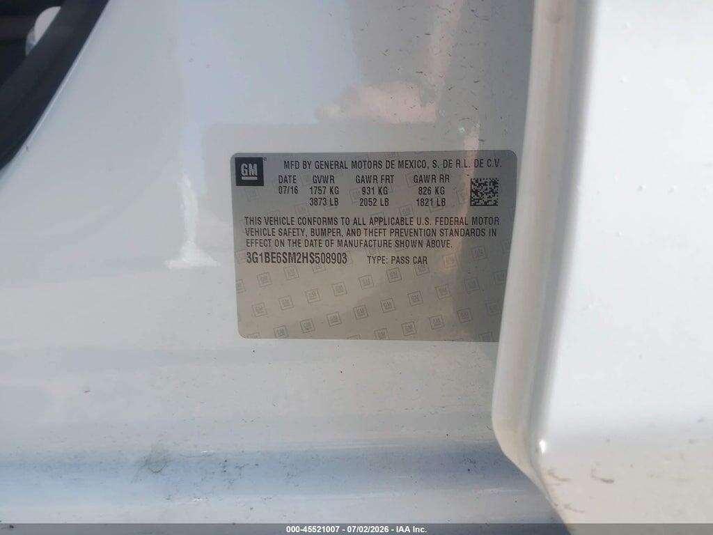 3G1BE6SM2HS508903 2017 CHEVROLET CRUZE photo no. 9