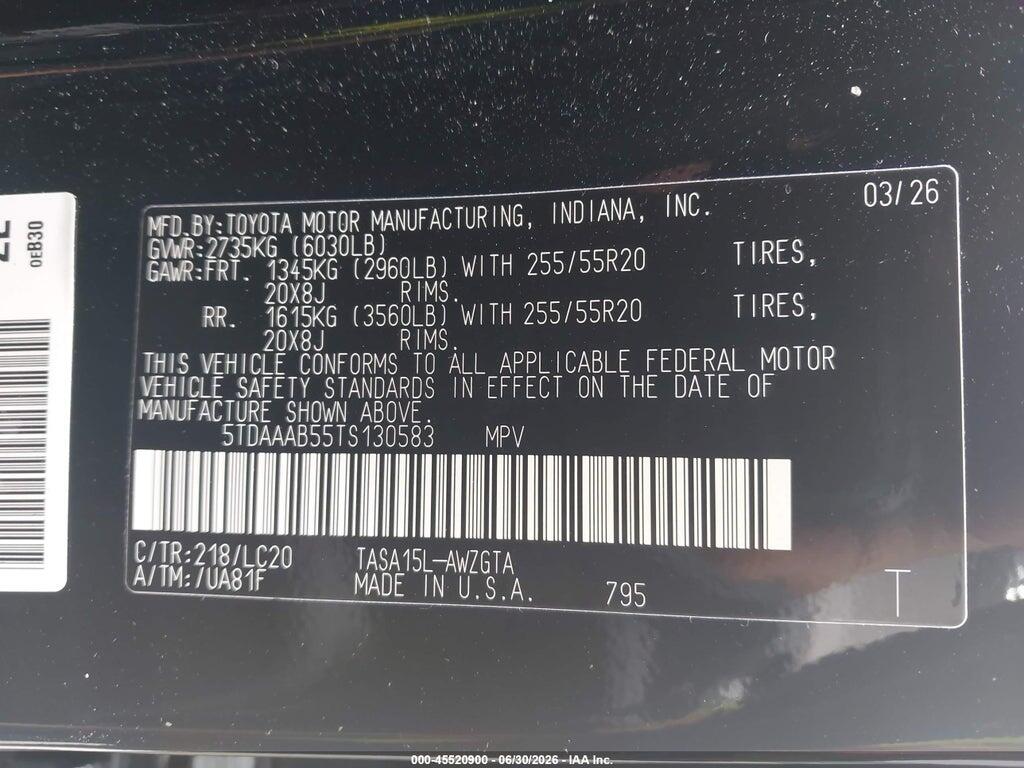 5TDAAAB55TS130583 2026 TOYOTA GRAND HIGHLANDER photo no. 9