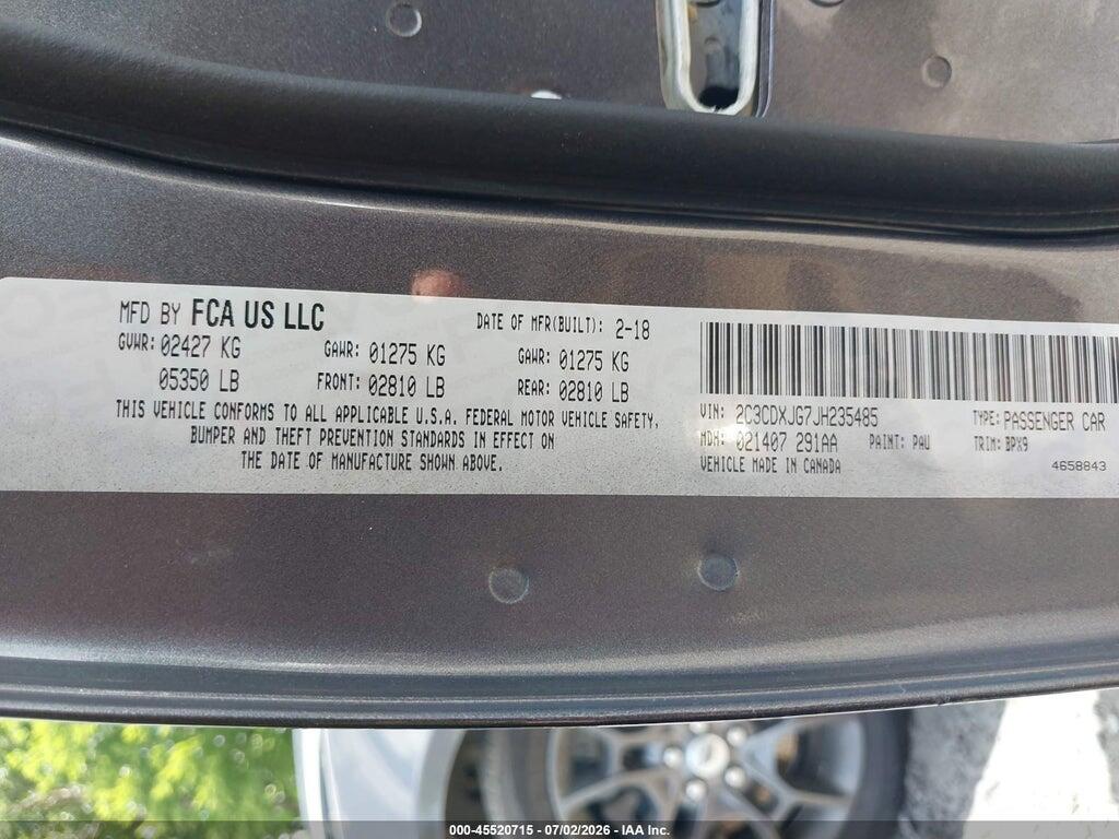 2C3CDXJG7JH235485 2018 DODGE CHARGER photo no. 9