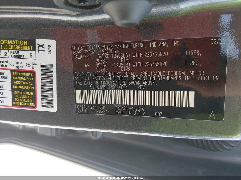 5TDKDRBH0PS024004 2023 TOYOTA HIGHLANDER photo no. 9