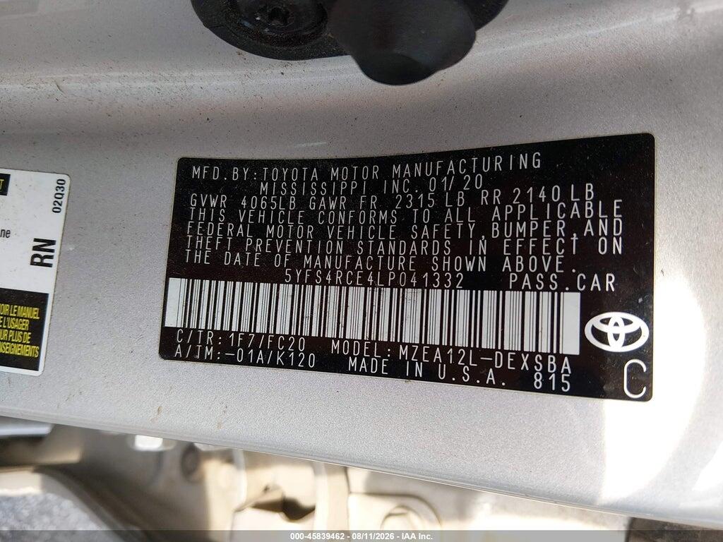 5YFS4RCE4LP041332 2020 TOYOTA COROLLA photo no. 9