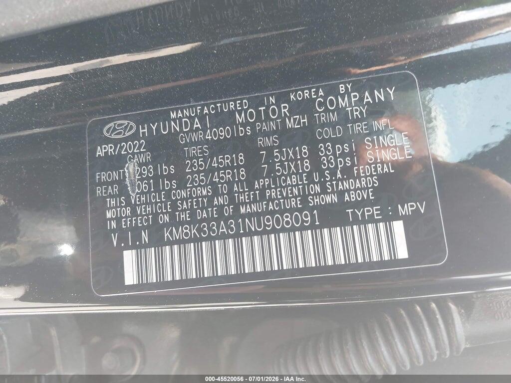 KM8K33A31NU908091 2022 HYUNDAI KONA photo no. 9