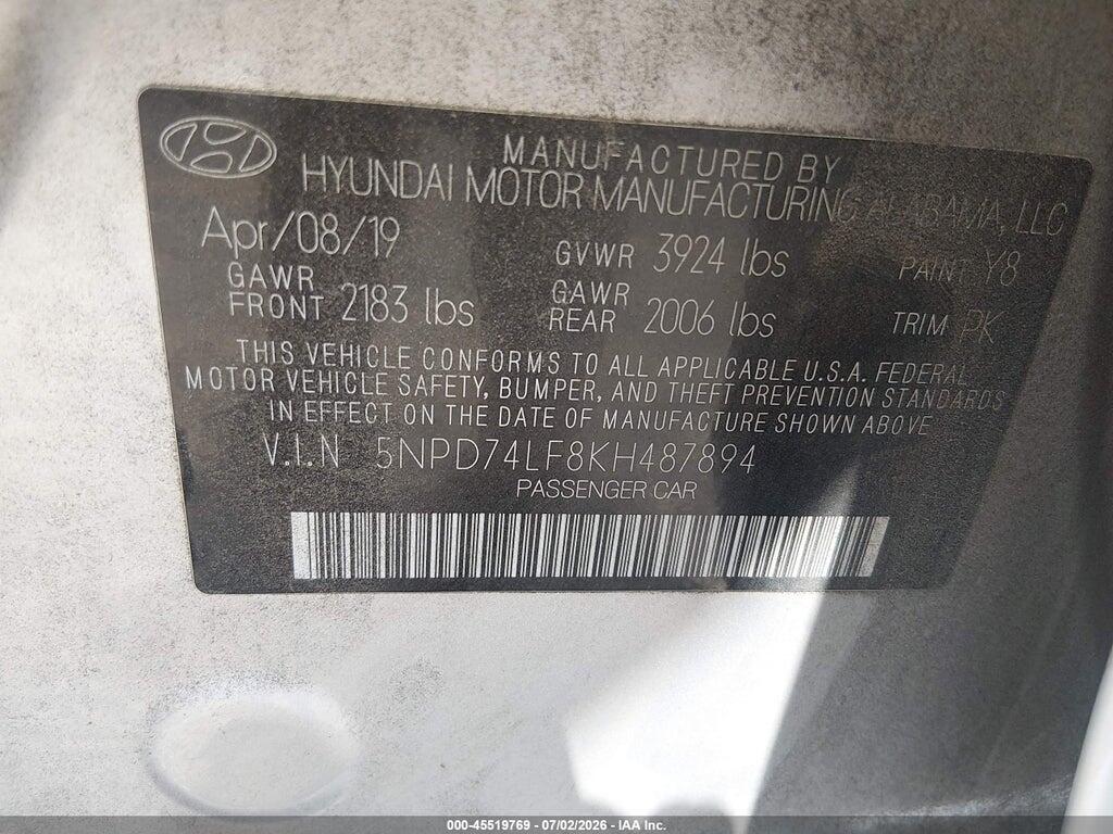 5NPD74LF8KH487894 2019 HYUNDAI ELANTRA photo no. 9