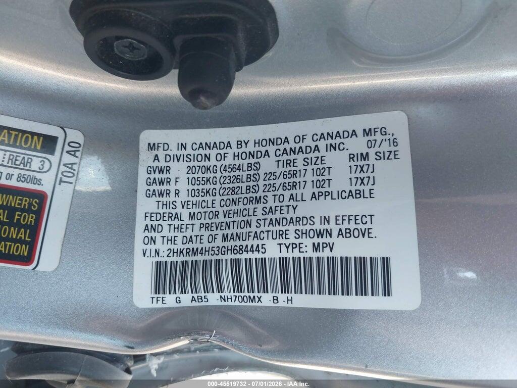 2HKRM4H53GH684445 2016 HONDA CR-V photo no. 9