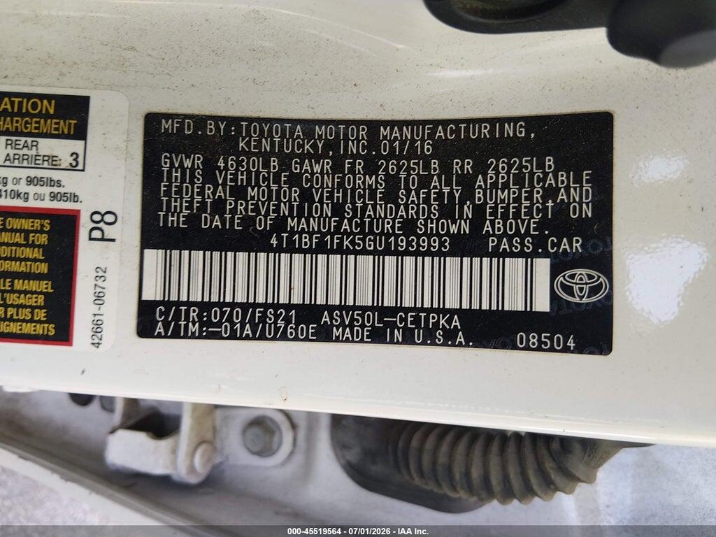 4T1BF1FK5GU193993 2016 TOYOTA CAMRY photo no. 9