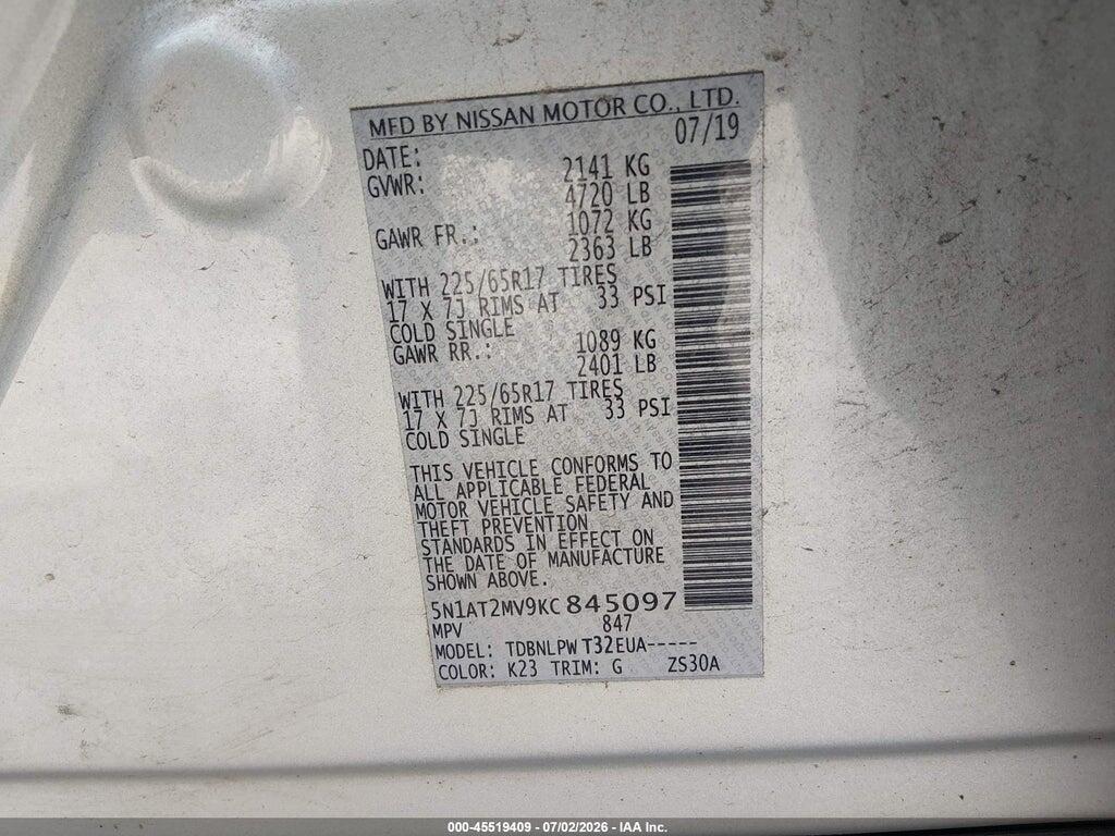 5N1AT2MV9KC845097 2019 NISSAN ROGUE photo no. 9