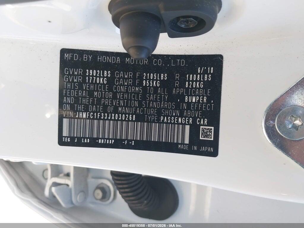 JHMFC1F33JX030268 2018 HONDA CIVIC photo no. 9