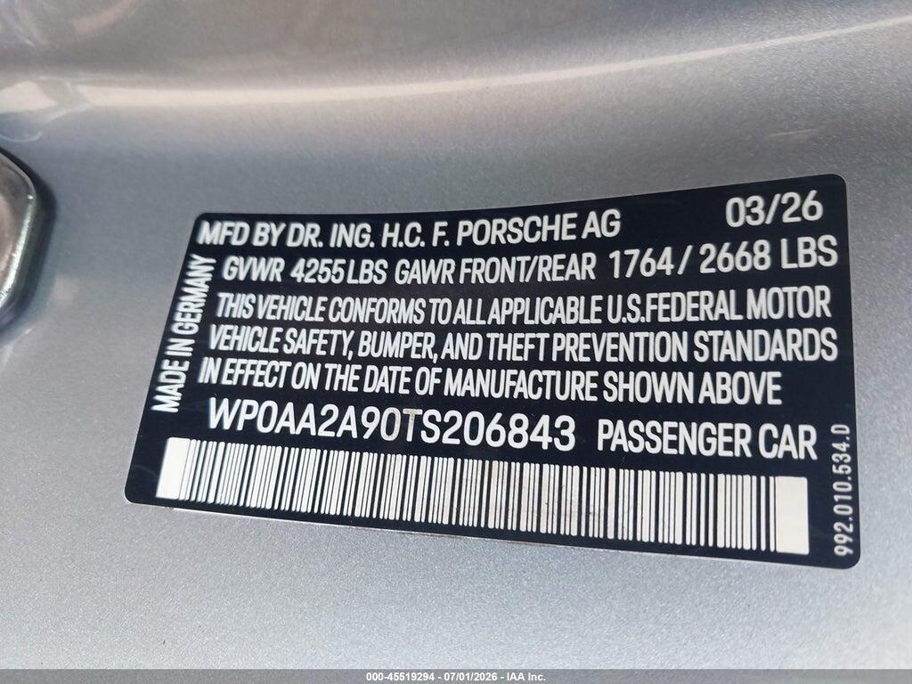 WP0AA2A90TS206843 2026 PORSCHE 911 photo no. 9