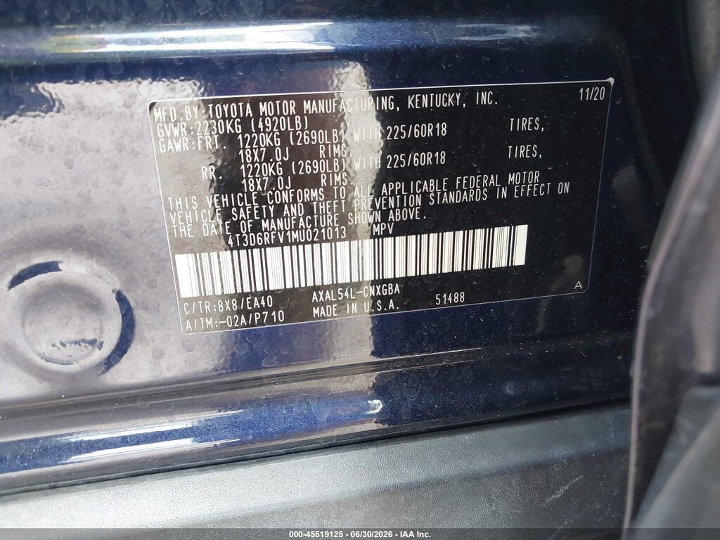 4T3D6RFV1MU021013 2021 TOYOTA RAV4 HYBRID photo no. 9