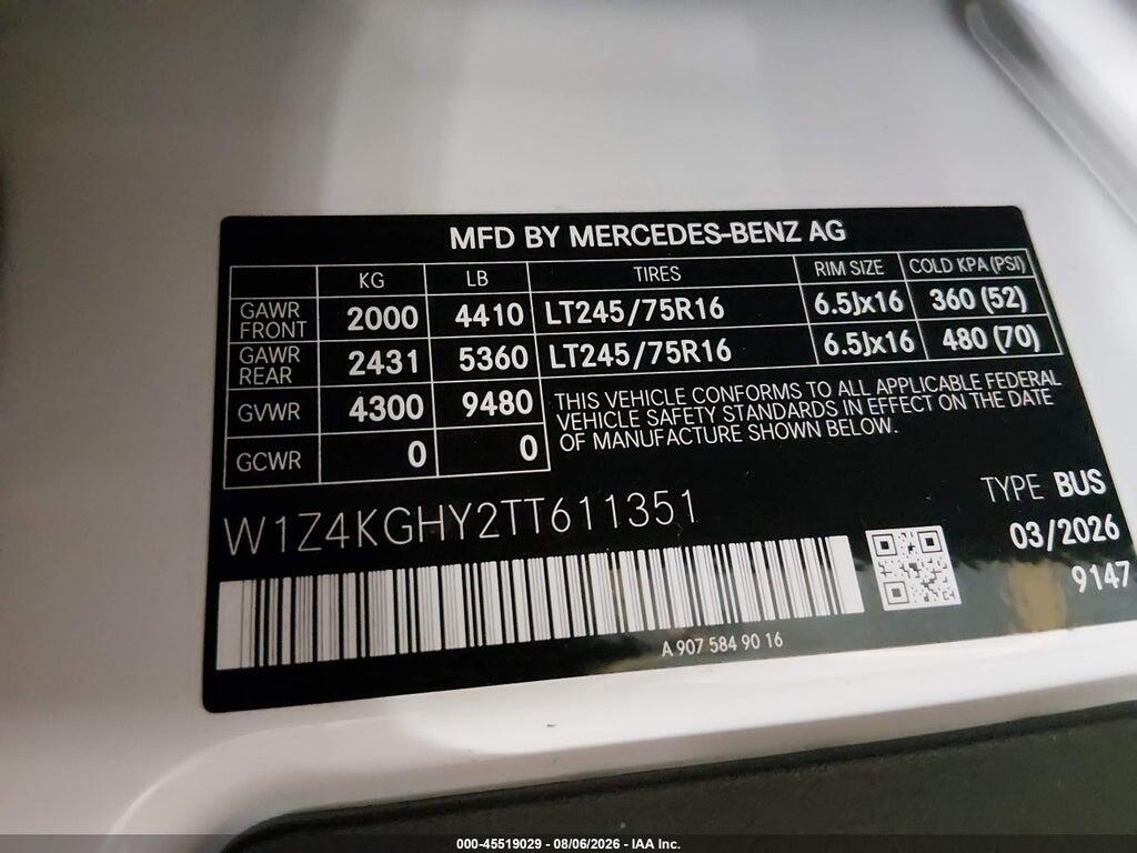 W1Z4KGHY2TT611351 2026 MERCEDES-BENZ SPRINTER 2500 photo no. 9