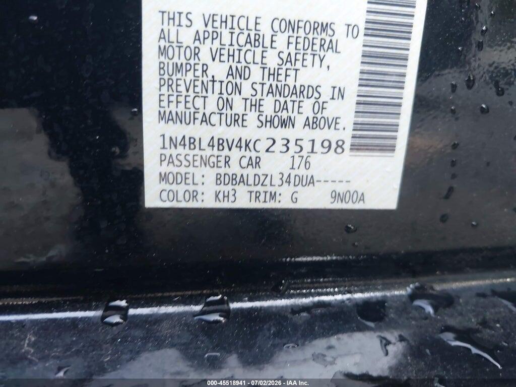 1N4BL4BV4KC235198 2019 NISSAN ALTIMA photo no. 9