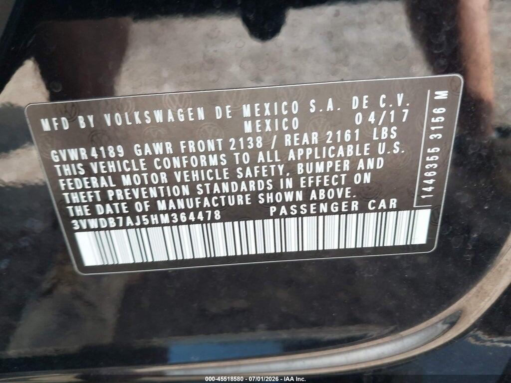 3VWDB7AJ5HM364478 2017 VOLKSWAGEN JETTA photo no. 9
