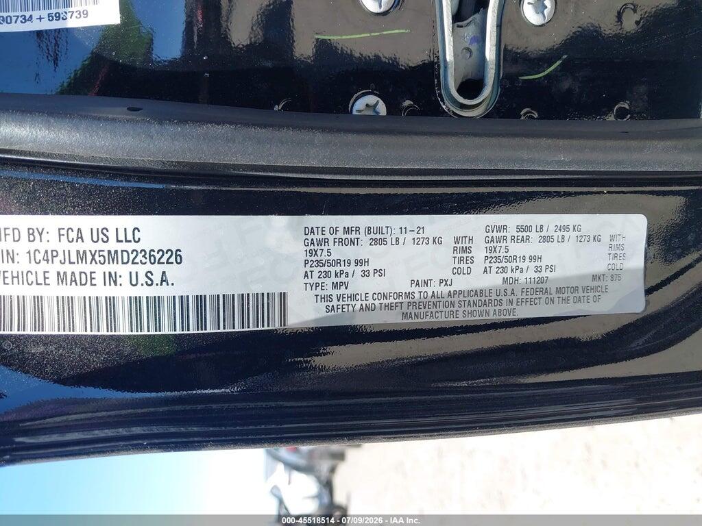 1C4PJLMX5MD236226 2021 JEEP CHEROKEE photo no. 9