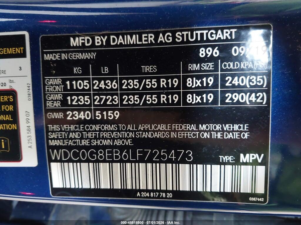 WDC0G8EB6LF725473 2020 MERCEDES-BENZ GLC 300 photo no. 9