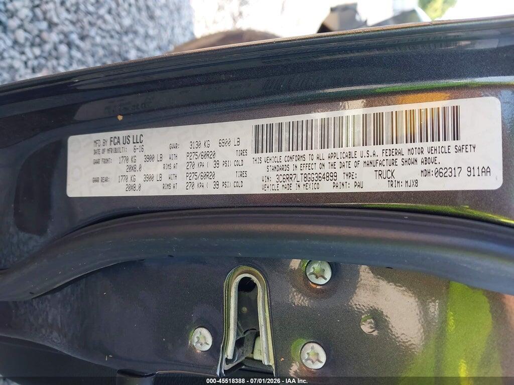 3C6RR7LT8GG364899 2016 RAM 1500 photo no. 9