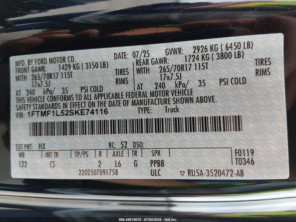 1FTMF1L52SKE74116 2025 FORD F-150 photo no. 9
