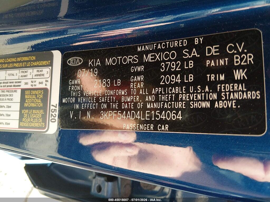 3KPF54AD4LE154064 2020 KIA FORTE photo no. 9