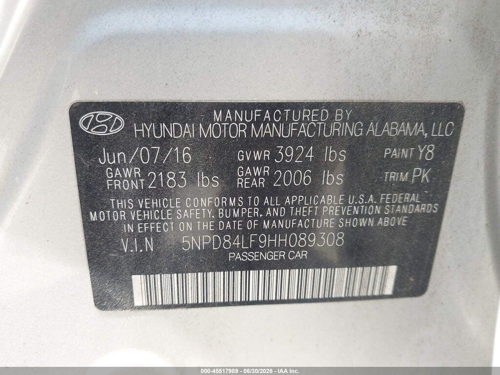 5NPD84LF9HH089308 2017 HYUNDAI ELANTRA photo no. 9