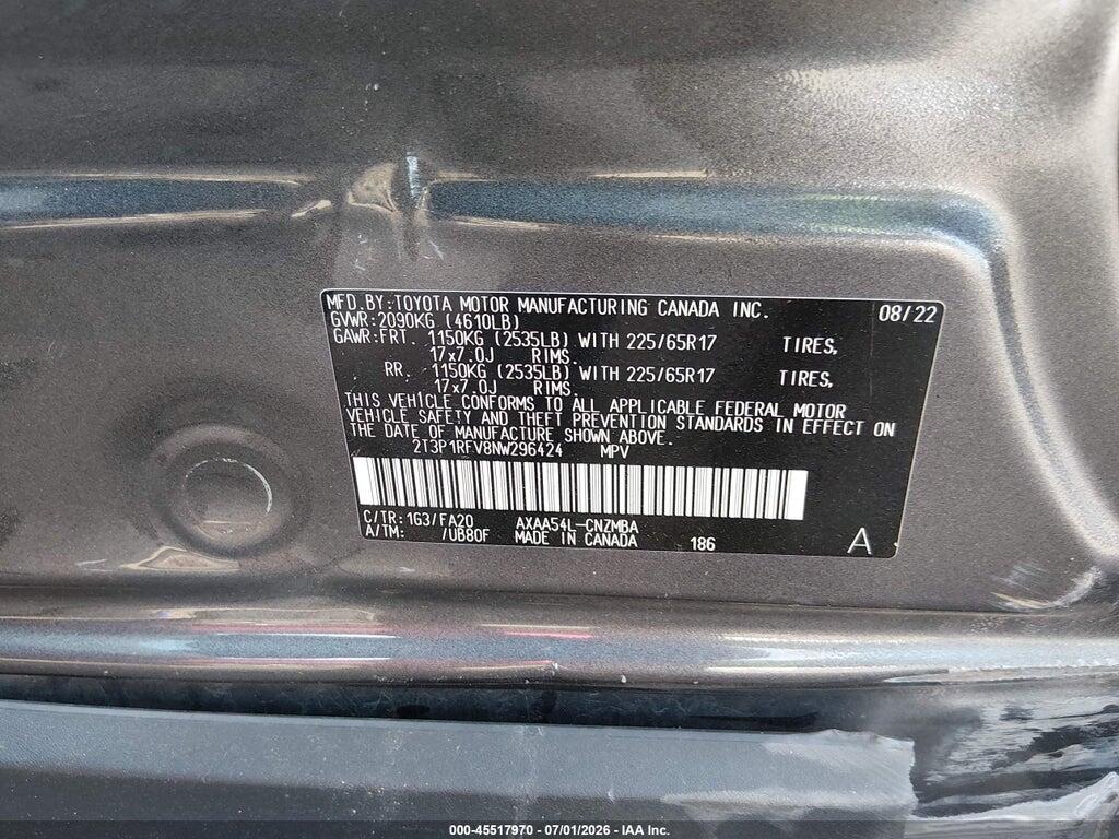2T3P1RFV8NW296424 2022 TOYOTA RAV4 photo no. 9