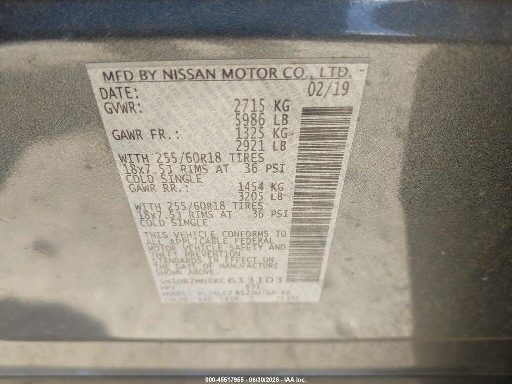 5N1DR2MN8KC613103 2019 NISSAN PATHFINDER photo no. 9