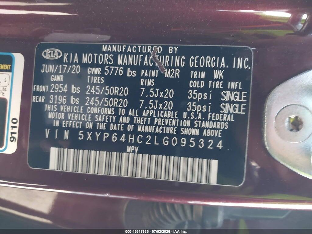 5XYP64HC2LG095324 2020 KIA TELLURIDE photo no. 9