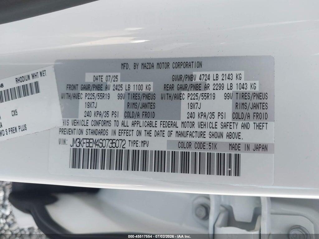 JM3KFBEM4S0735072 2025 MAZDA CX-5 photo no. 9