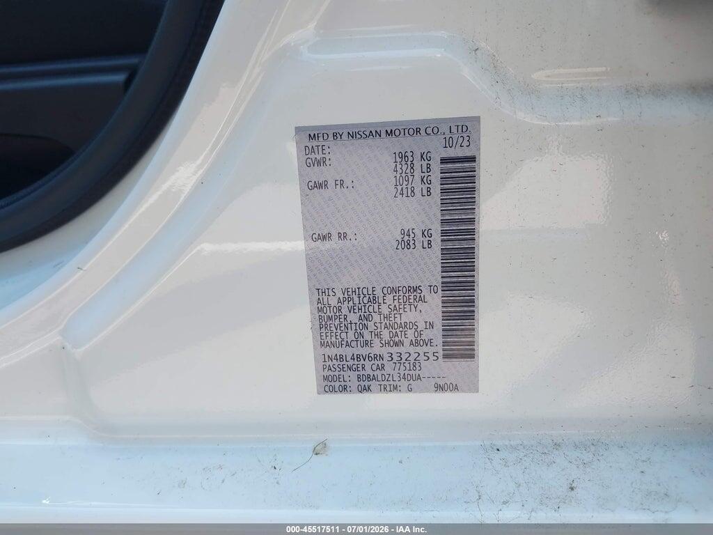 1N4BL4BV6RN332255 2024 NISSAN ALTIMA photo no. 9