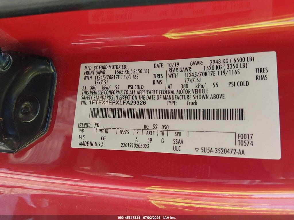 1FTEX1EPXLFA29326 2020 FORD F-150 photo no. 9