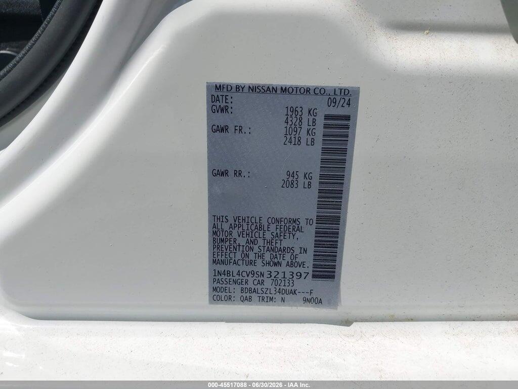 1N4BL4CV9SN321397 2025 NISSAN ALTIMA photo no. 9
