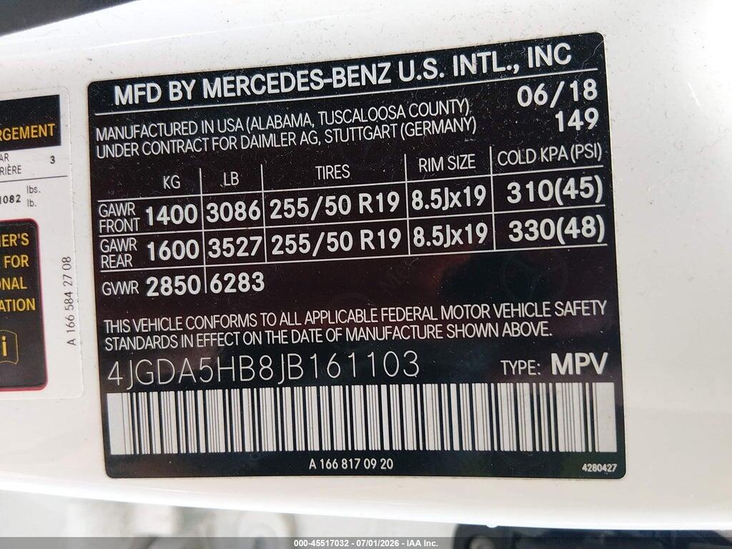 4JGDA5HB8JB161103 2018 MERCEDES-BENZ GLE 350 photo no. 9