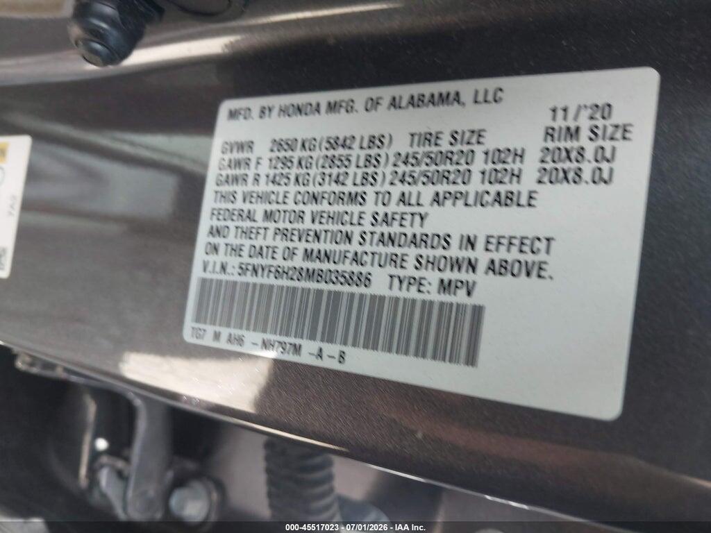 5FNYF6H28MB035886 2021 HONDA PILOT photo no. 9